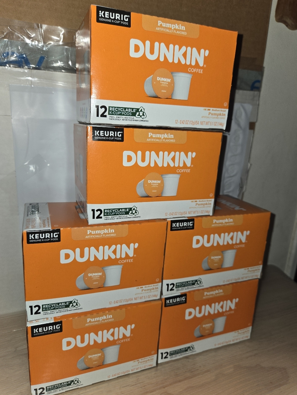 Dunkin' Pumpkin K-Cup Pods Offical 12-Count Lot Of 6 Boxes